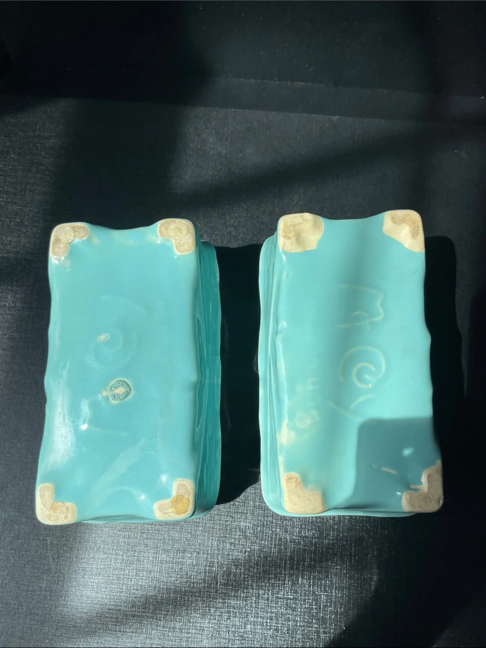 Vintage McCoy Rectangular Planters Windowsill Box Vase Blue Turquoise Set of 2